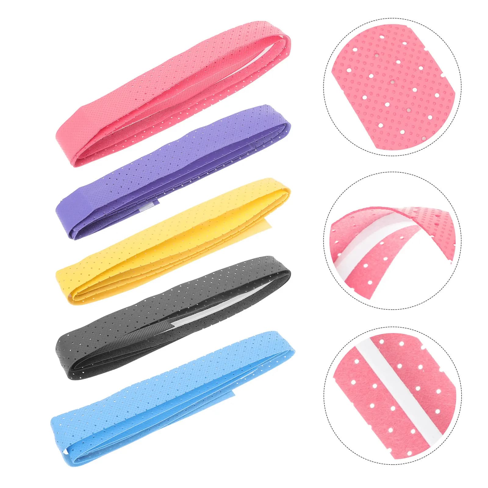 Set of 5 bands absorb-proof for rackets, adhesive tape for tennis handle, wrapping band for badminton, anti-slip, absorb sweat, outdoor sports equipment