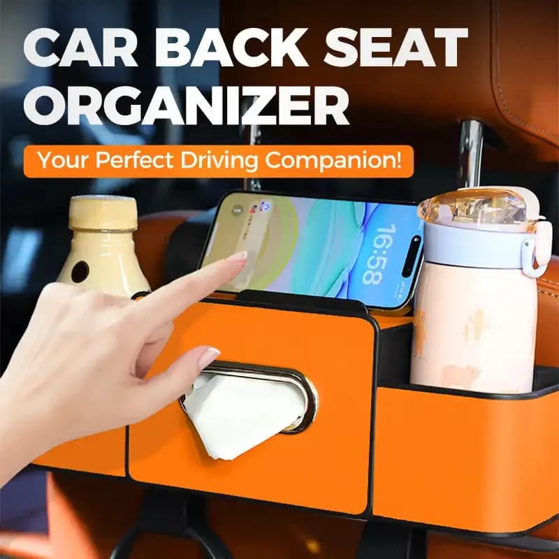 Borsa portaoggetti impermeabile per schienale multifunzionale per auto nella scatola dei fazzoletti dell'auto Organizzatore per schienale del seggiolino auto Doppi ganci Riordino borse appese