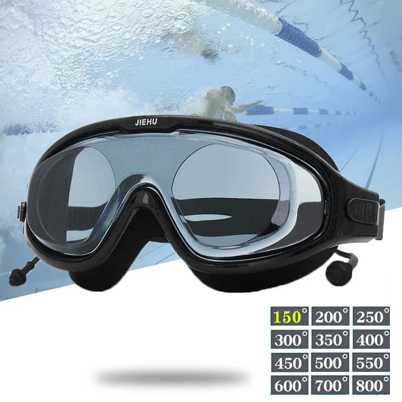 Swimming glasses for myopia swimming glasses anti-fog optic snorkeling mask corrective by prescription cap for free ear and bag holders