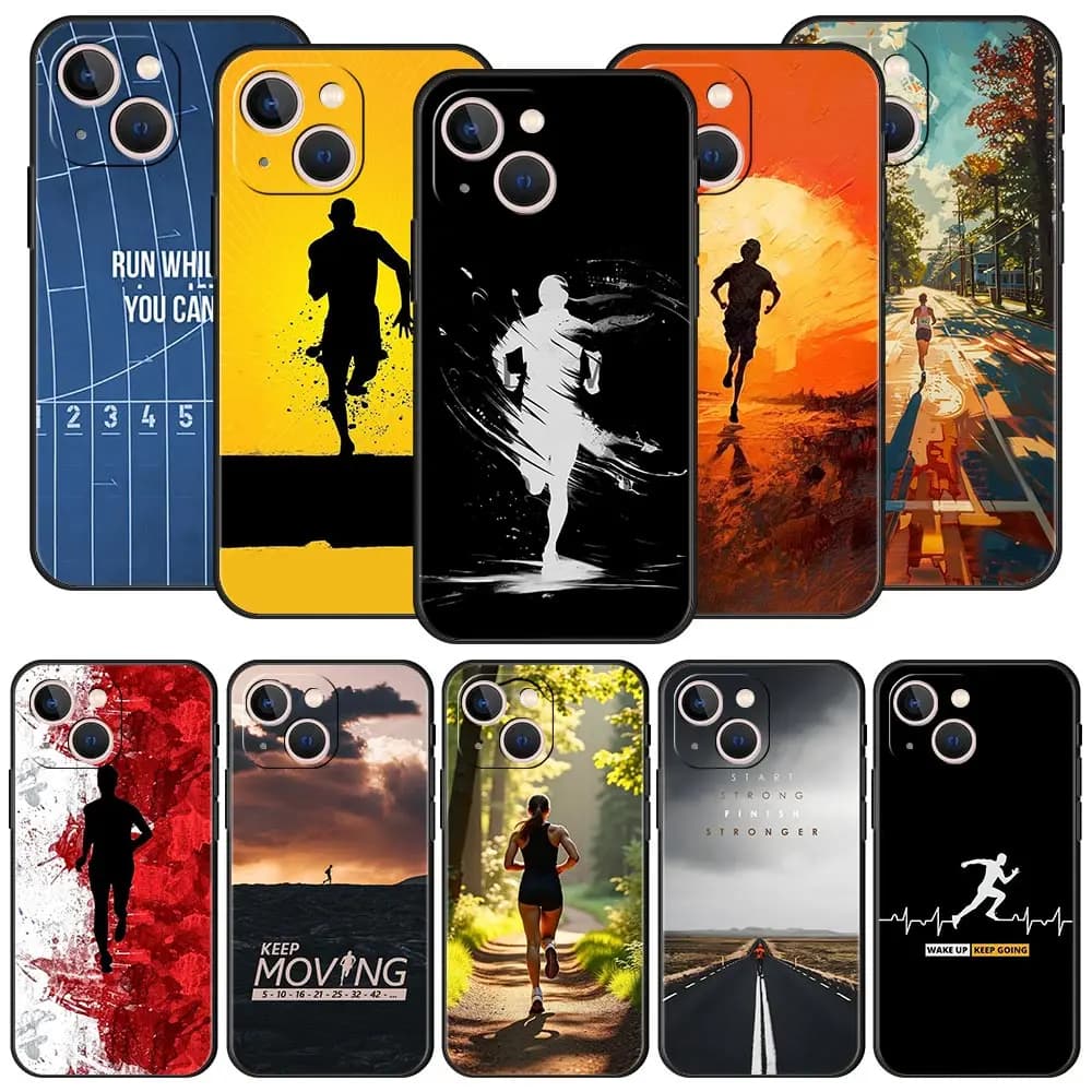 Cover Morbida in TPU per iPhone 17 16E 15 16 14 13 12 11 Pro Max 7 8 Plus - Edizione Maratona