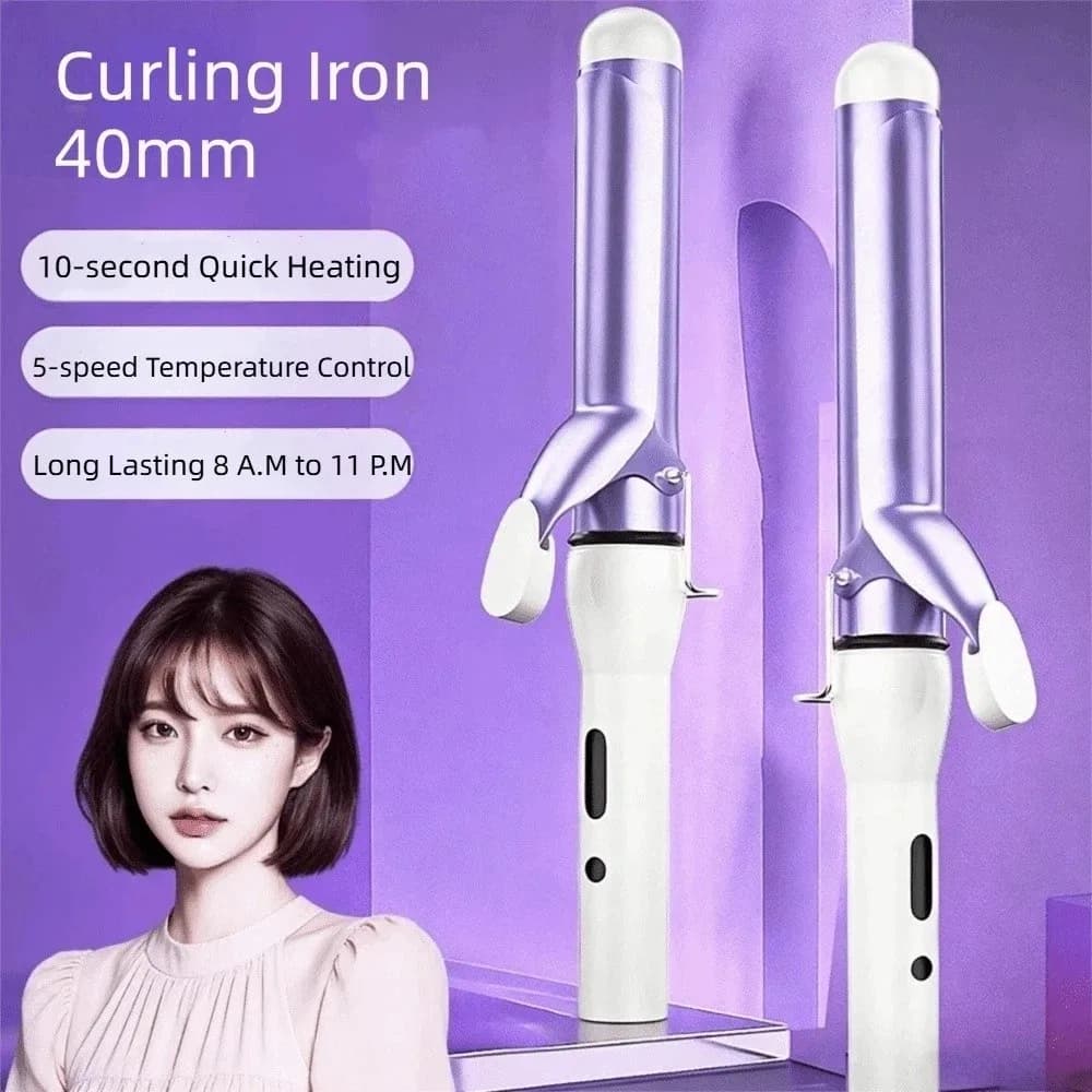 Iron 40mm hair curler with Temperature Control, Anti-Crushing, Electric Tool for curling Hair, Quick Heating, Hair Clip