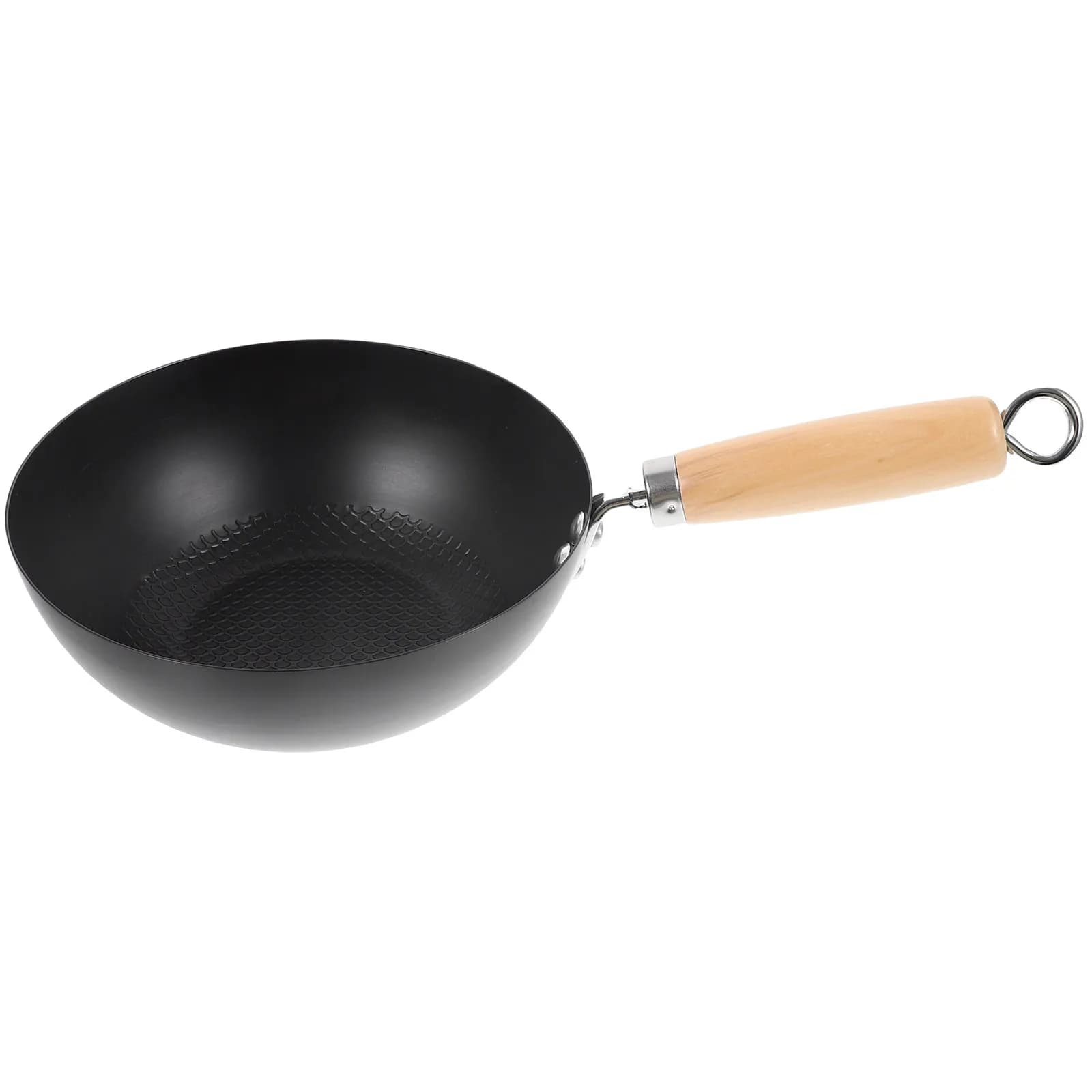 Piccolo Wok in Ferro, Padella Antiaderente per Cucina Domestica, Wok per Fornello a Gas, Pentola Tradizionale a Fondo Rotondo