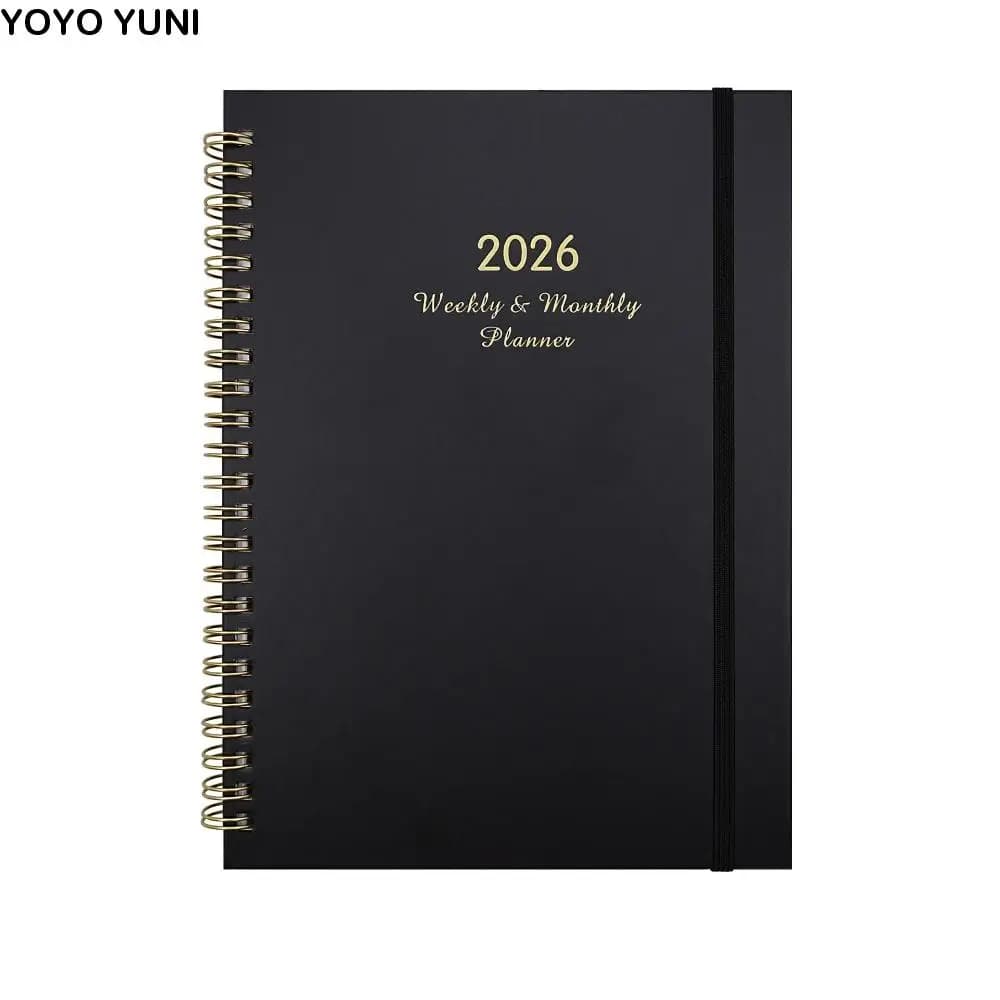 Inglese 2026 Agenda Planner Blocco note 12 mesi Resistente all'usura Lista delle cose da fare Notebook Carta spessa Segnalibro Diario Blocco note