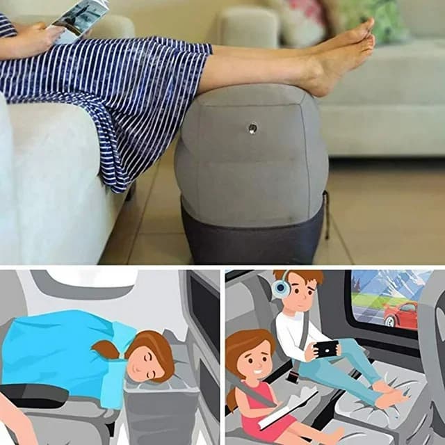 Cuscino gonfiabile da viaggio per riposo piedi, per bambini, aereo, letto, altezza regolabile, cuscino per gambe, letto piatto per neonati, adulti, treno, auto