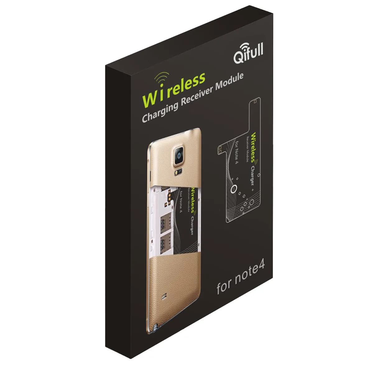 Qifull Qrn4 Wireless Charger Receiver Module Compatible with Galaxy Note 4 N910 Series Ultra-Thin Lightweight Standard Black