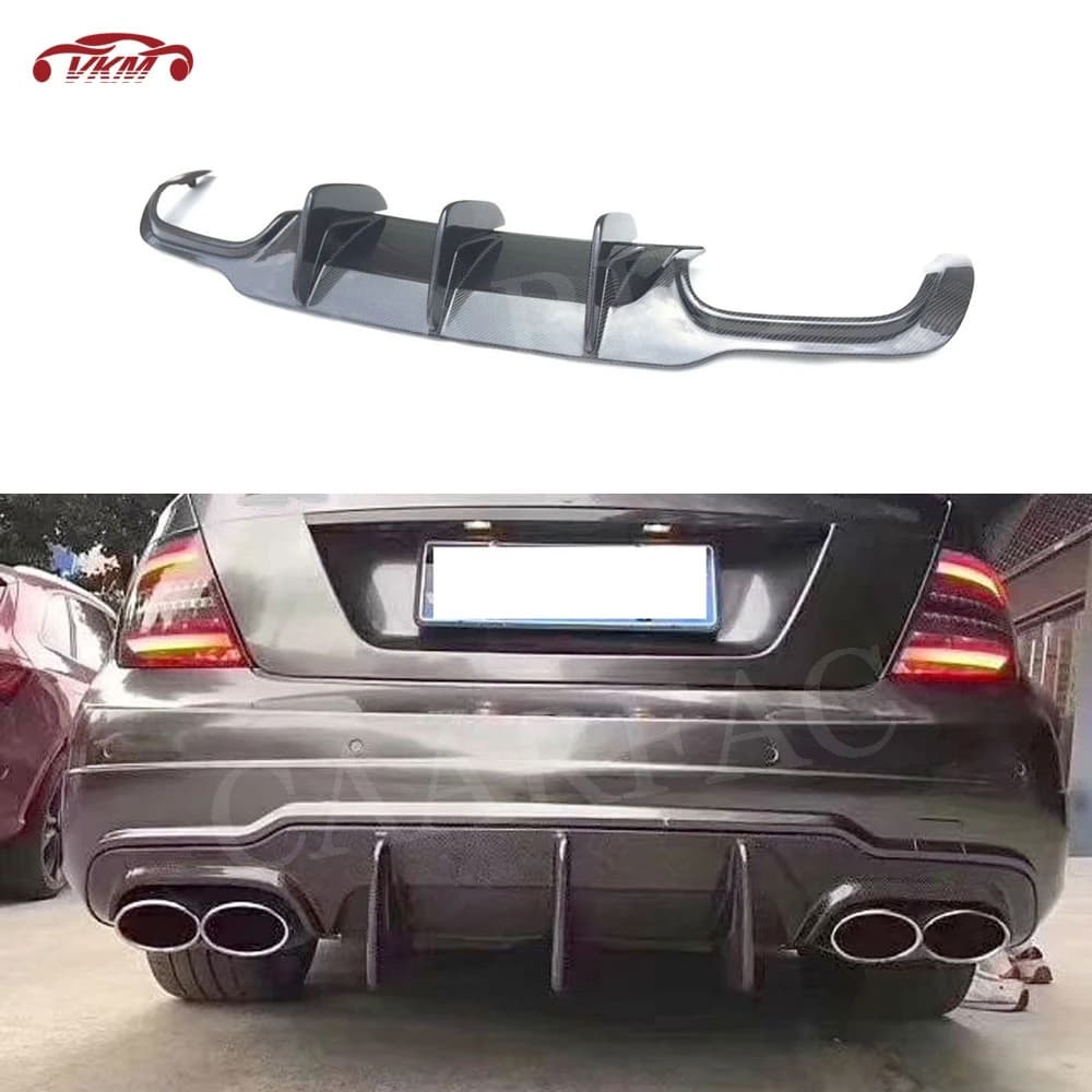 Carbon Fiber Rear Diffuser for Mercedes Benz Class C W204 C63 AMG Sport 2008-2014, Styling Auto Accessories, Car Body Kits, Bumper Protection