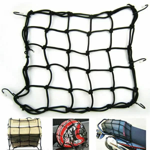 6 ganci per casco da bici da moto, rete per bagagli da carico, bungee, tenere nero 40x40 cm