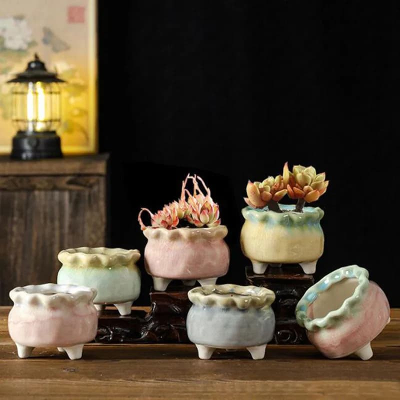 Ice Crack porcellana vaso per piante succulente vaso per fiori carnoso traspirante vaso ornamenti per Desktop decorazioni per il giardino di casa