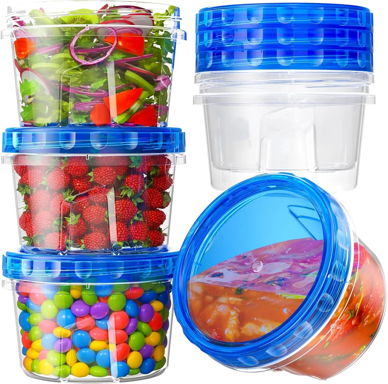 Set di 6 Contenitori per Freezer da 17oz con Coperchi a Torsione, Contenitori Ermetici per Zuppe, Adatti per Preparazione Pasti, Microonde e Lavastoviglie