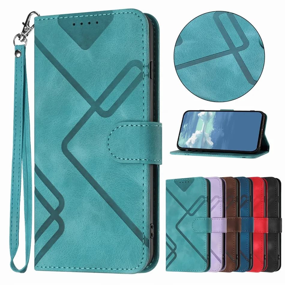 Custodia semplice con supporto a vibrazione per Xiaomi Redmi 9A 9C 10A 10C Nota 7 8 8T 9 9s 10 10s 11s 11 Pro Custodia a portafoglio moda con cordino D16F