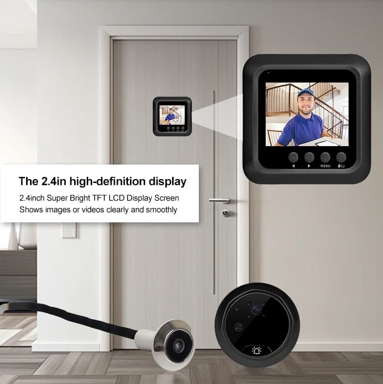 Videocitofono Wireless da 2.4 Pollici con Telecamera di Sicurezza e Monitor per Porta di Casa