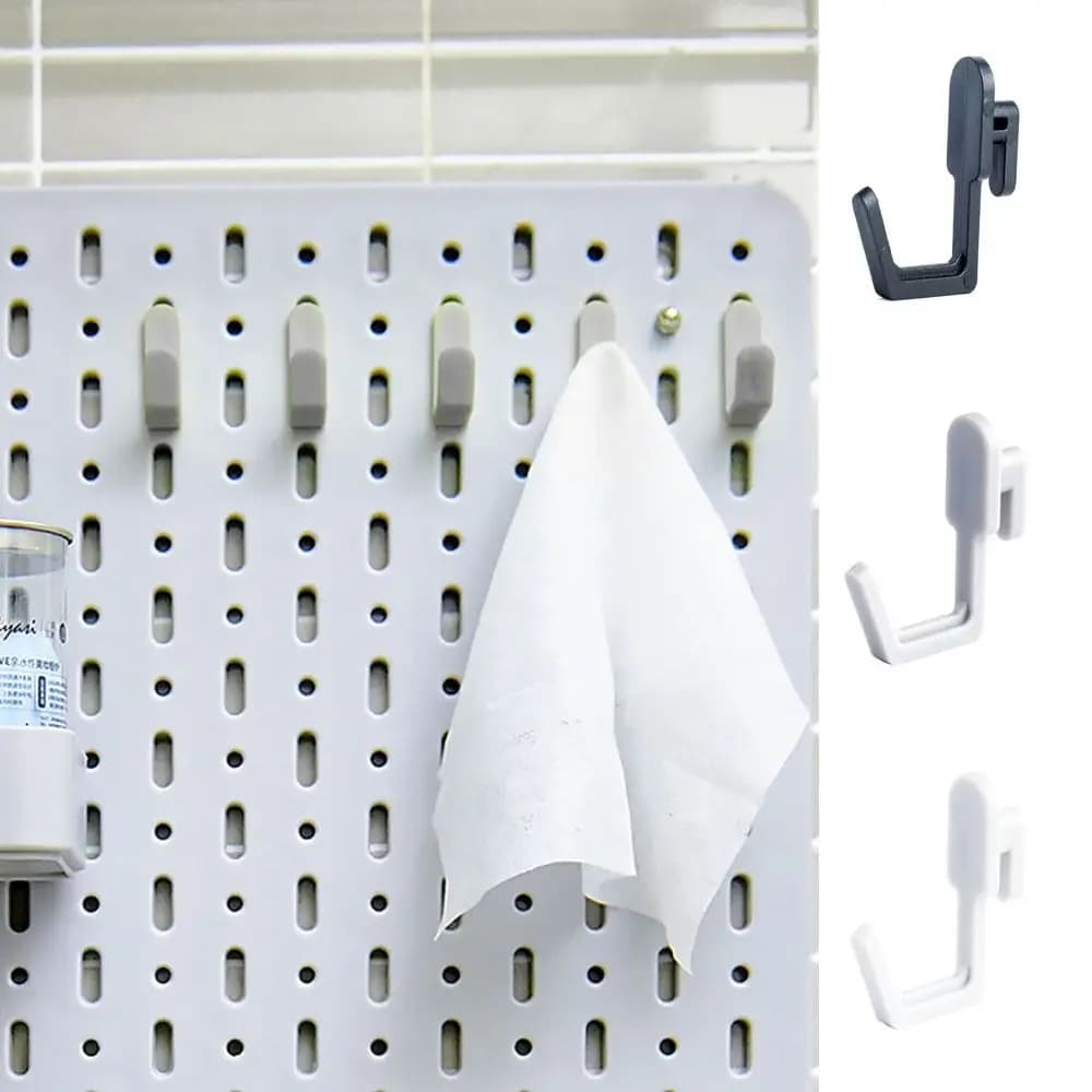 10Pcs Utility Plastic Peg Board Hook nero/bianco/grigio Heavy Duty Hole Board Hook J Shape Rack di stoccaggio a parete per la casa