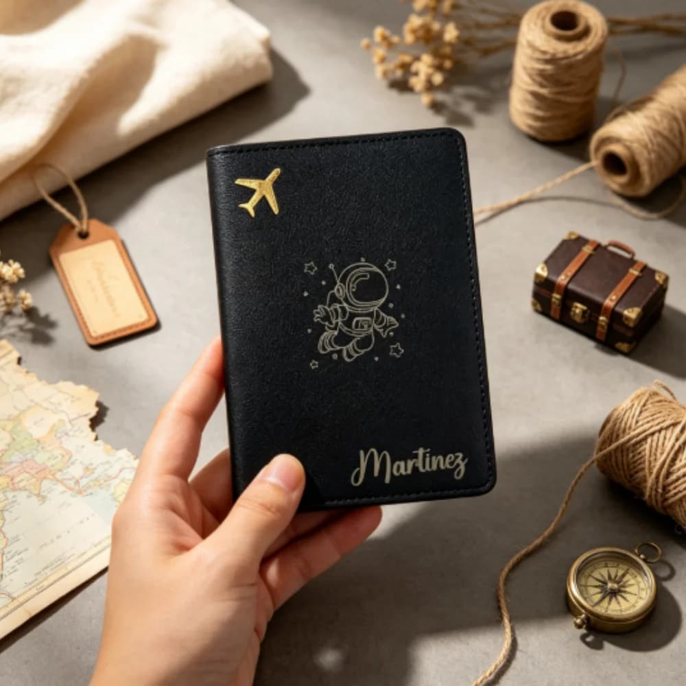 Personalized Name Passport Cover, Premium PU Leather Holder, Chic Travel Gift For Couples Christmas Gifts for Family Members
