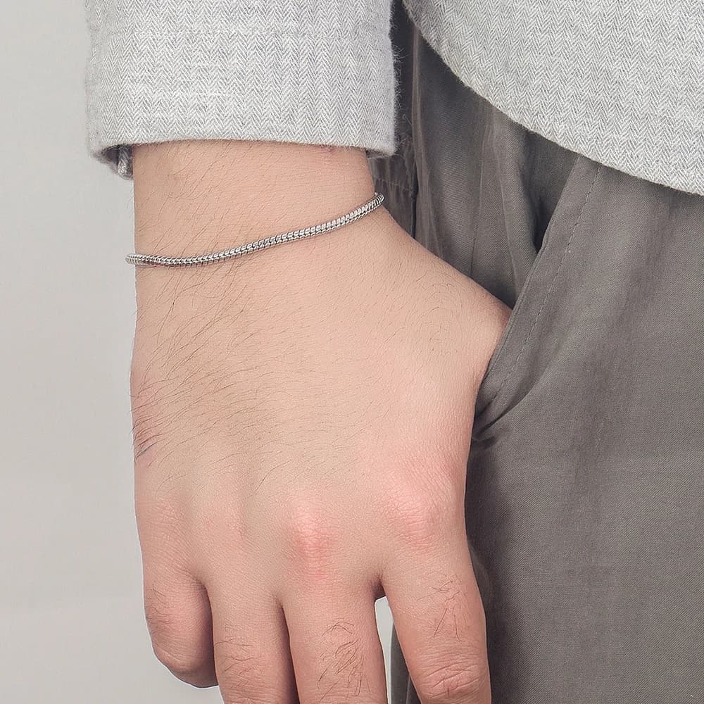 4mm Snake Chain Bracelet 925 Sterling Silver Minimalist Charm Statement Jewelry for Men And Women Fine Bangles Accessory