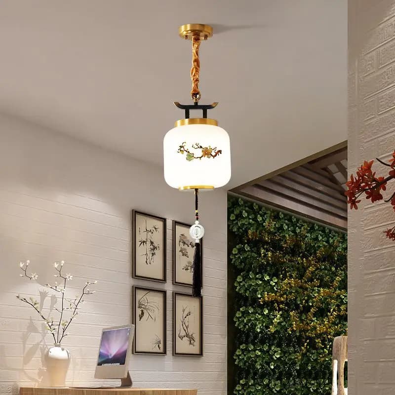 New Chinese style all copper single head entrance chandelier, Chinese style Zen corridor bar desk lamp