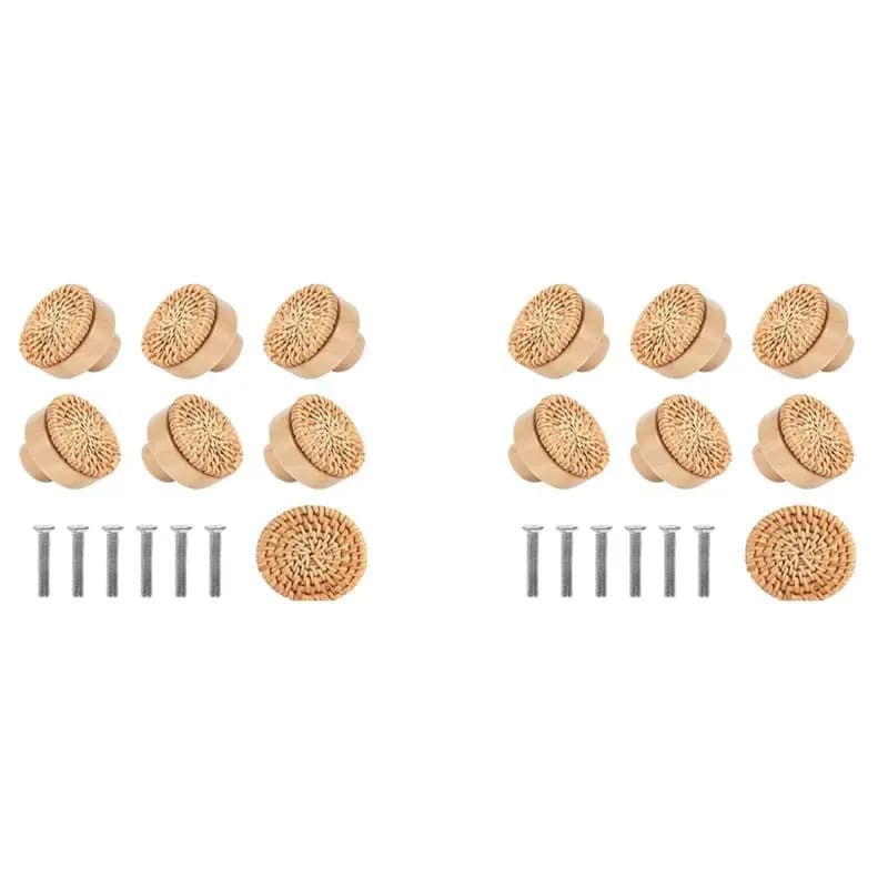 ABMH-20PCS Maniglie in legno di faggio e rattan per cassetti, maniglie per mobili, maniglie per ante di cucina, maniglie per cassettiere, 30MM