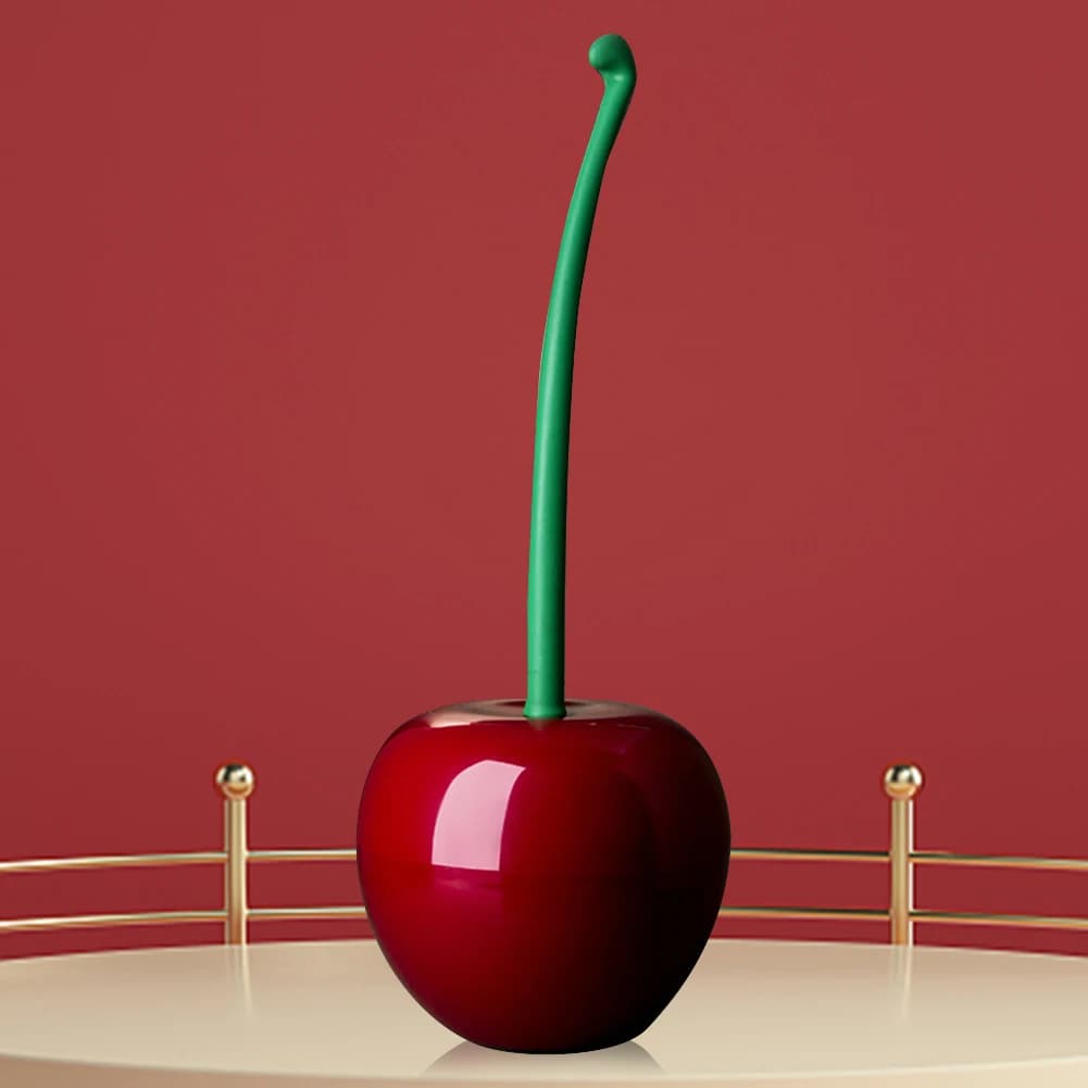Cherry Shaped Bathroom Cleaning Brush Long Handle Toilet Cleaning Brush with Holder Stains Removal Bathroom Accessories
