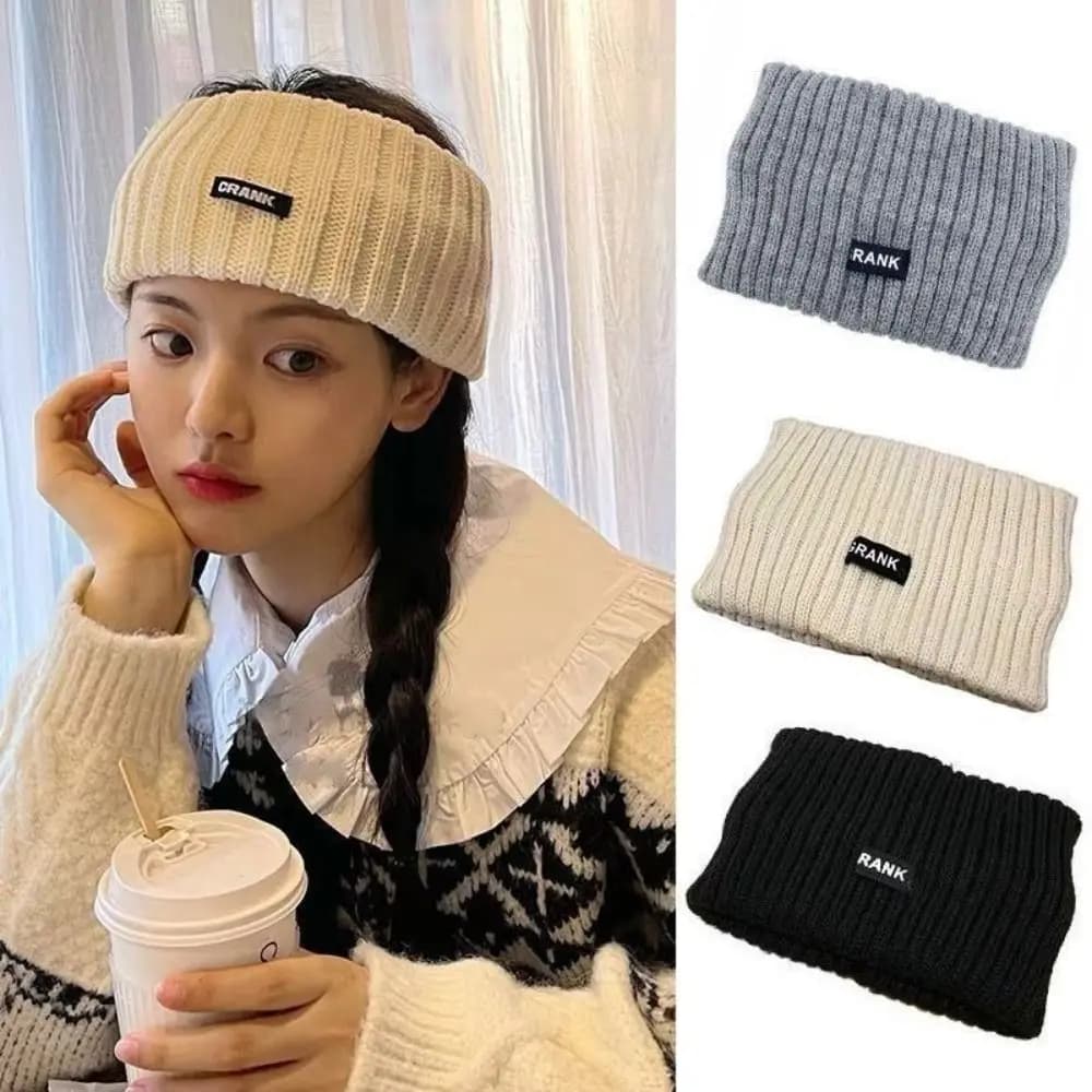 Casual elastico a tesa larga berretto di lana fascia lettera accessori per capelli fascia sportiva lavaggio cravatte per capelli autunno e inverno