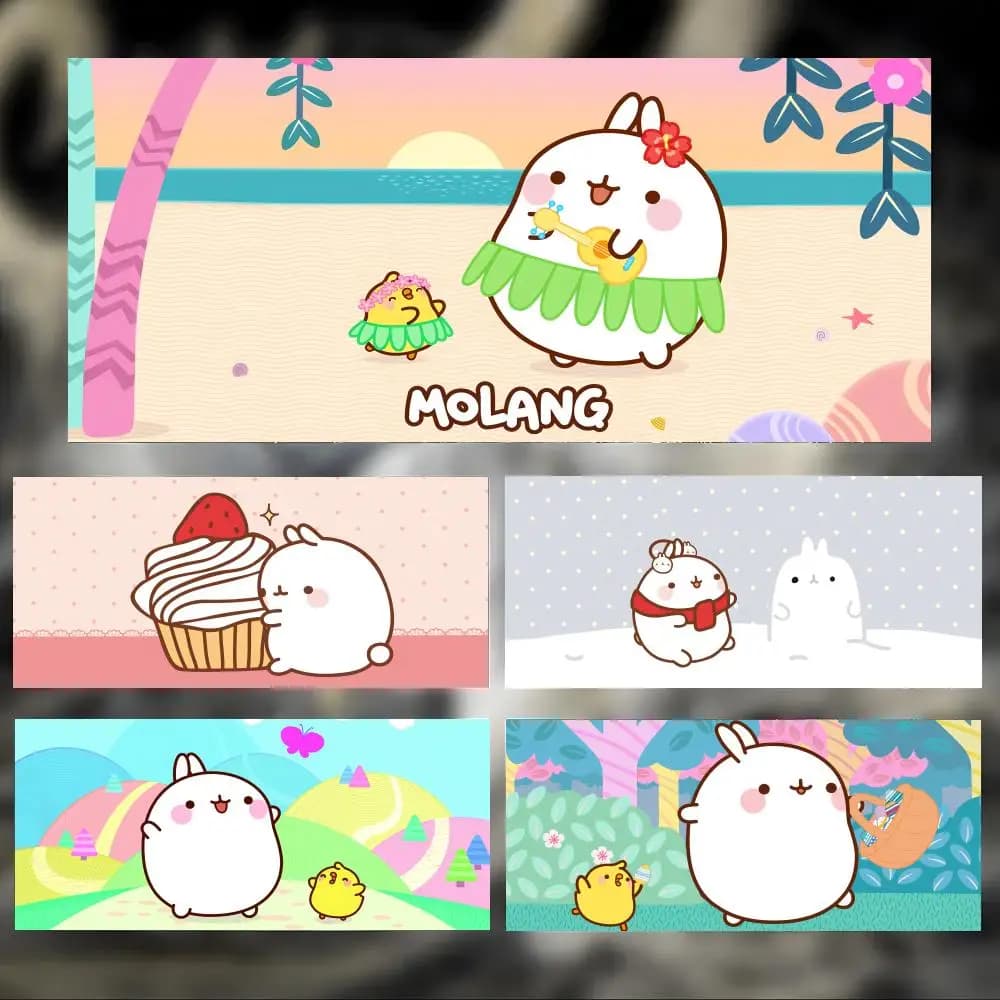 Cute Adorable Cartoon M-Molang Mouse Pad Large Thick Desk Pad Stitched Edges Gaming Mouse Mat for PC