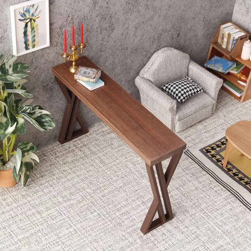 1 Pezzo Tavolo da Bar in Noce Nero Scala 1:12 per Casa delle Bambole, Modello di Arredamento per Scenari, Accessori per Tavolo in Miniatura per Giocare a Casa
