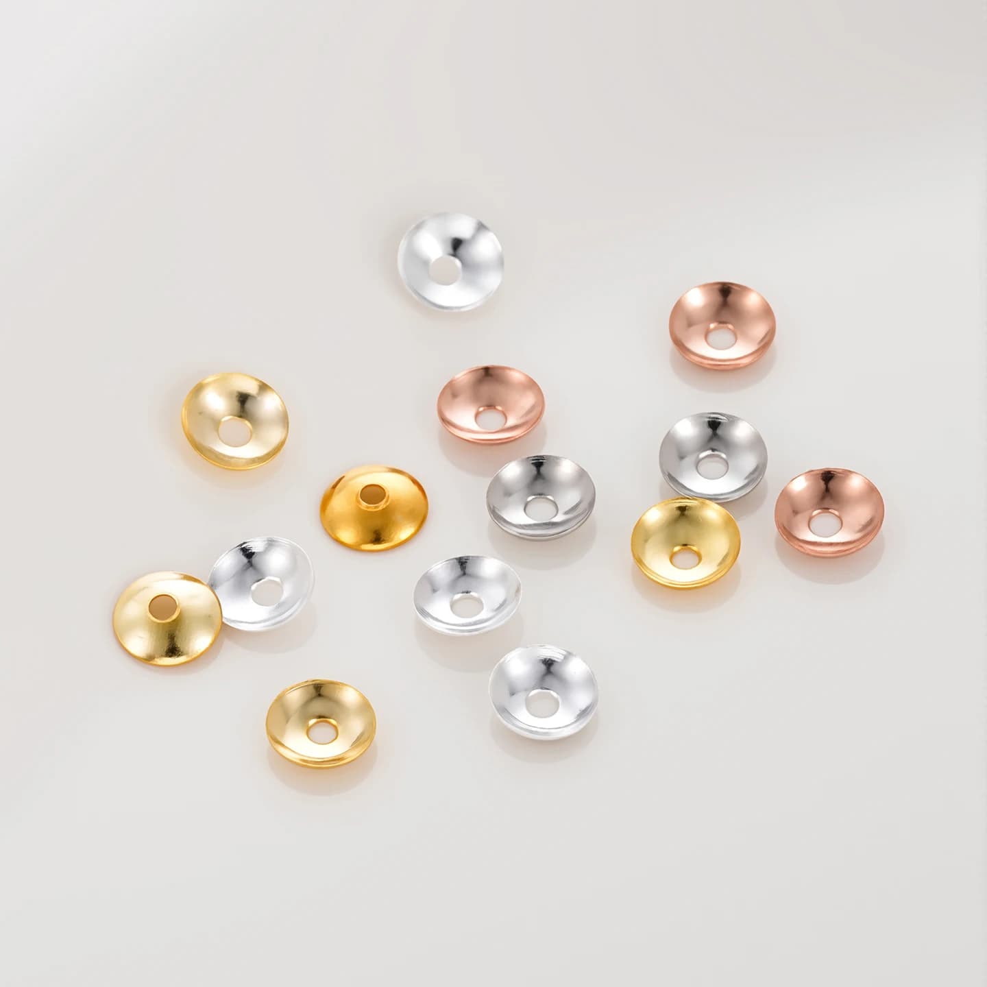 50 Pezzi/Lotto 3/4mm Perline Distanziatrici Placcate Oro 14/18K per Creazione di Collane Bracciali Accessori per Gioielli Fai-da-Te