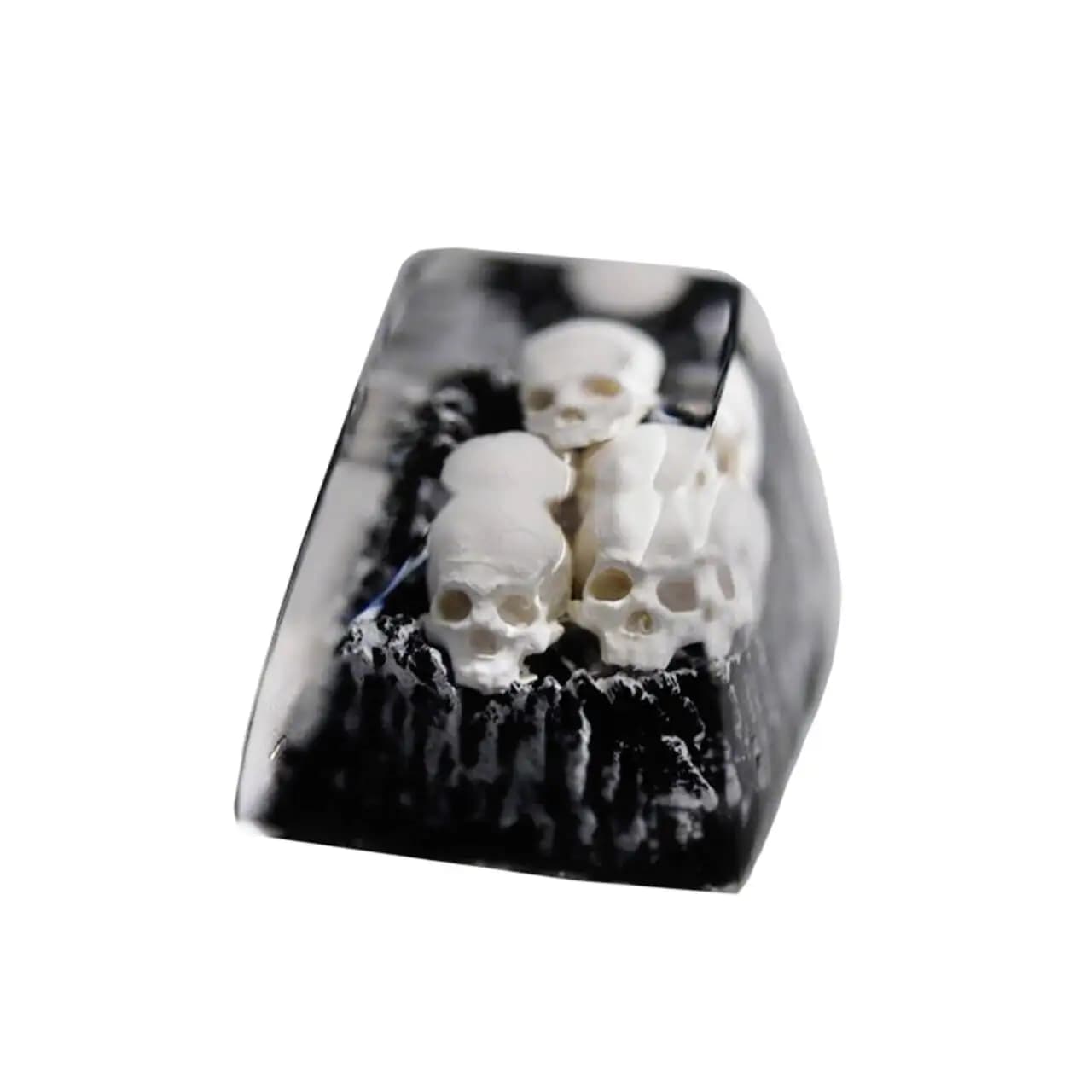 Keycaps Personalizzati Unici e Cool con Tre Teschi in Resina e Montagna Verde Neve, Profilo SA Fatti a Mano per Tastiere Meccaniche MX