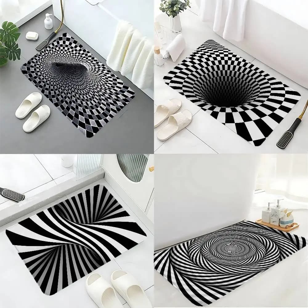 Tappetino 3D con effetto vortex, tappetino assorbente per bagno, tappetino semplice per porta, tappetino antimacchia, tappetino per cucina, tappetino per ingresso