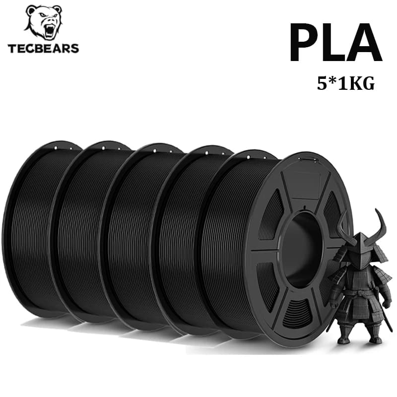 Filament PLA TECBEARS 5 Rolls 1.75mm High Resistant Without Grovilement Dimensional Accuracy +/-0.02mm For 3D FDM Printer