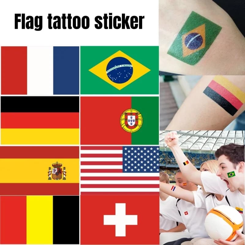 Tatuaggi monouso per il viso e le braccia Adesivi con bandiera nazionale Adesivi e etichette per feste per tifosi di calcio Tatuaggi per la tazza europea 2024