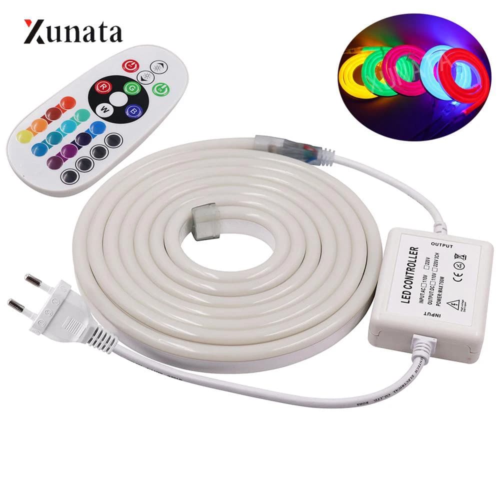 220V 120led/m 2835 LED Neon Light Sign RGB LED Strip Neon Rope flessibile LED Tape WIFI Bluetooth Music Control 220V EU 1-100m
