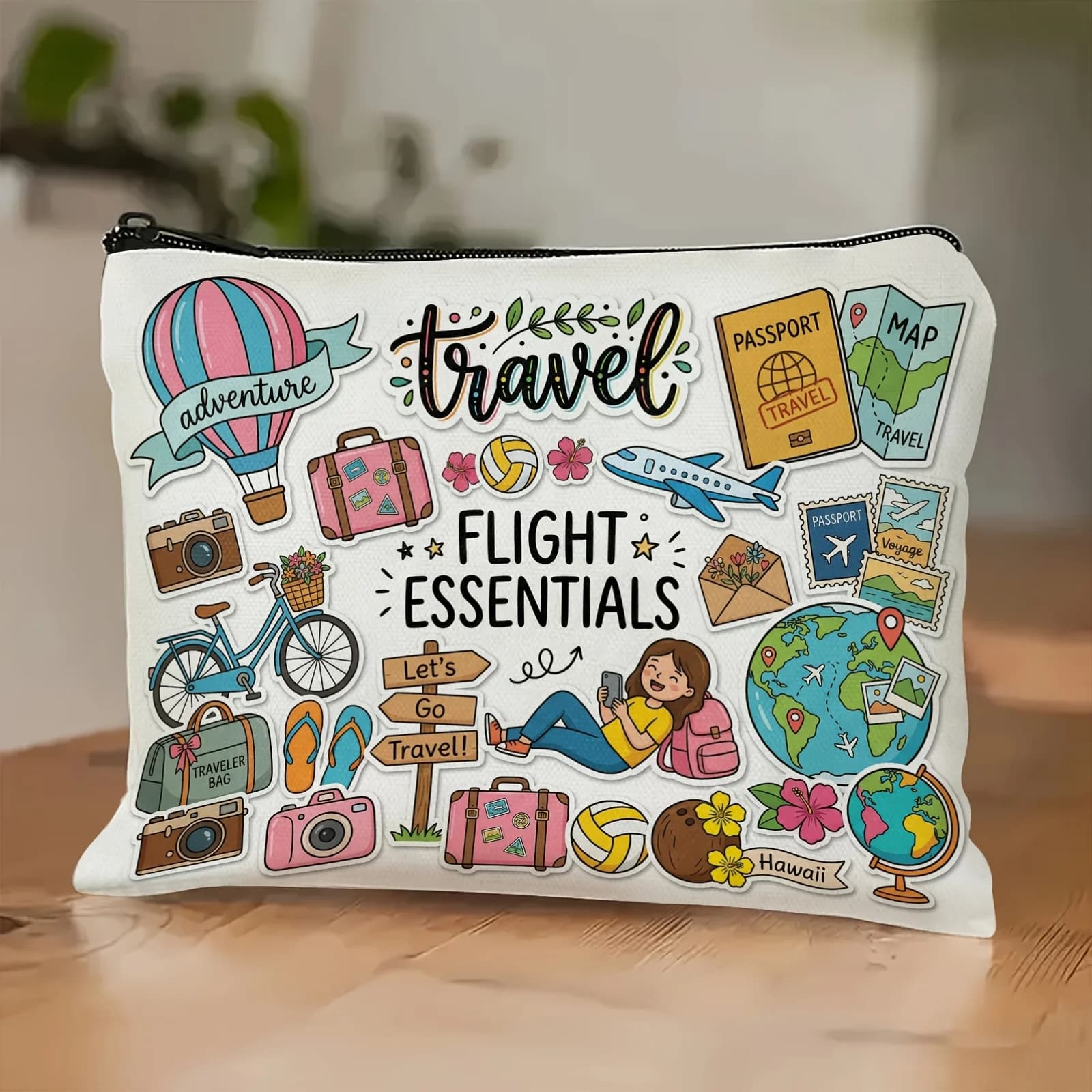 Piccola Borsa da Viaggio Multifunzionale con Cerniera, Organizer Portatile per Cosmetici e Passaporti