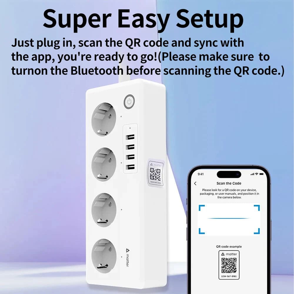 Adea Boruidapls Multipresa Intelligente con Spina EU 220V, Compatibile con SmartThings, Apple HomeKit, Siri, Google Home, Controllo Vocale Remoto