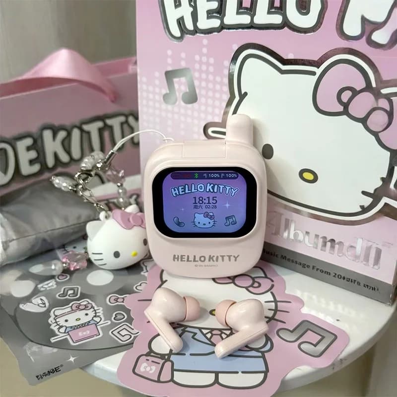 New Wireless Headphones Hellokitty, In-Ear Bluetooth Headphones Intelligent with Hi-Fi Sound and Noise Cancellation, Cute Gift for Girls