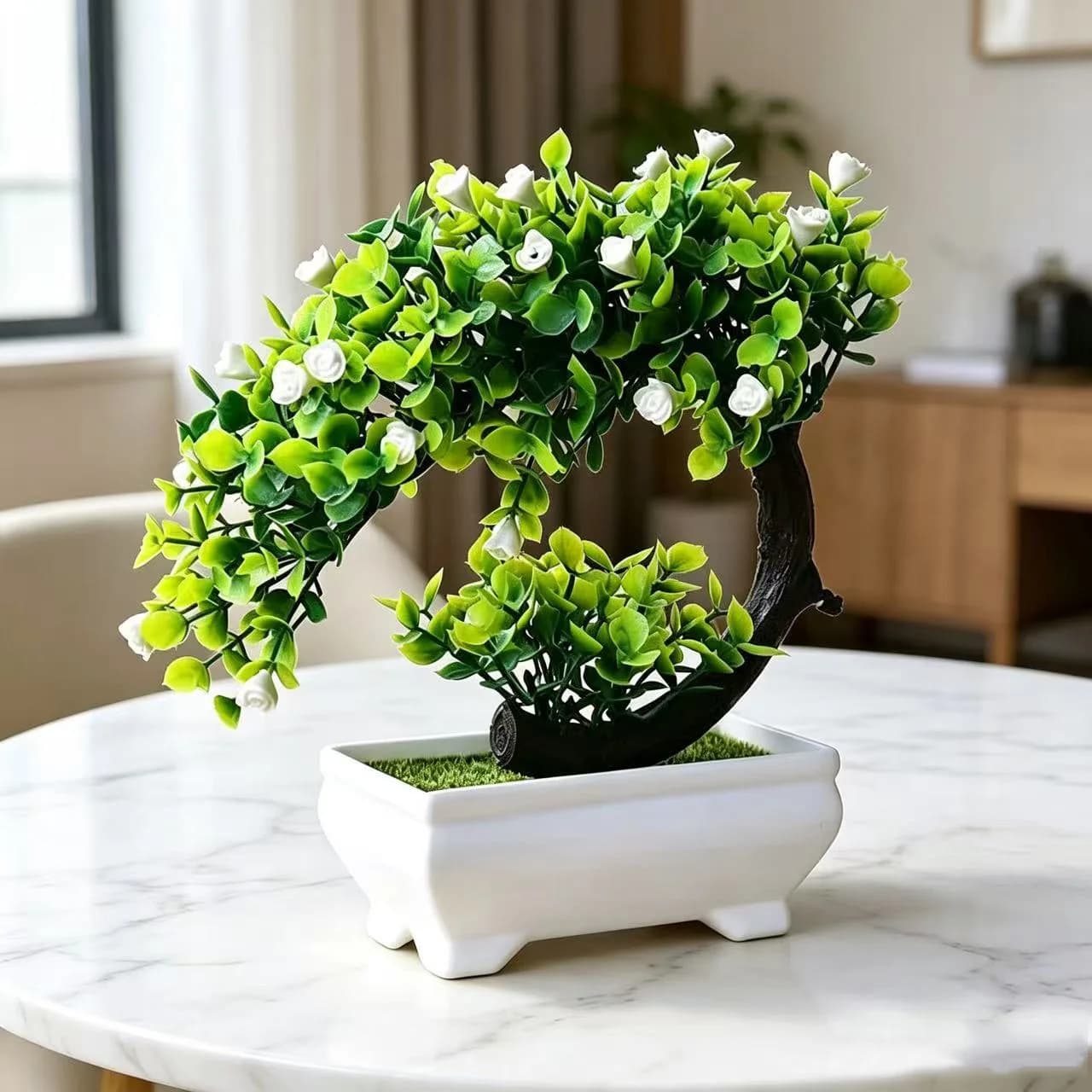 Artificial Plants Potted Bonsai Plastic Small Tree Pot Fake Plant Potted Garden Flower Ornaments Table Home Room Decoration