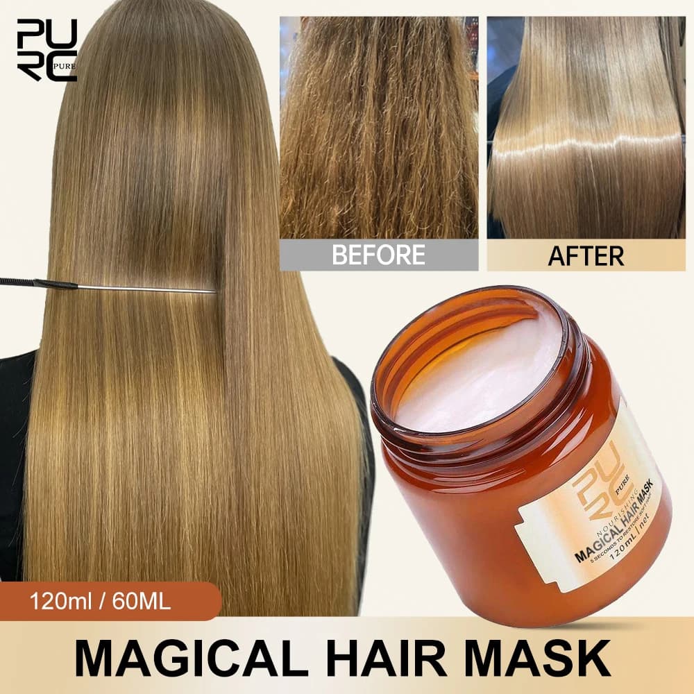 PURC Maschera per capelli magica Trattamenti Cheratina Raddrizzamento dei capelli Marocco Olio di argan 5 secondi Ripara la cura dei capelli crespi e secchi
