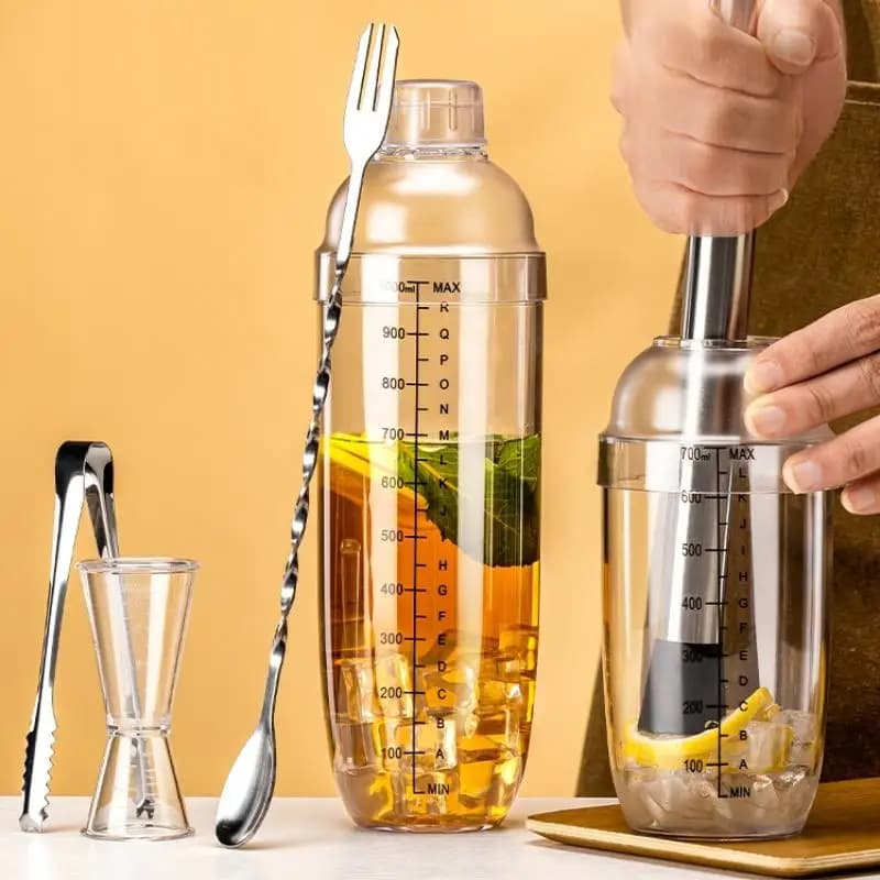 Set di shaker per cocktail da 3/5/7 pezzi, set di shaker per cocktail e jigger per misurare, strumenti per miscelare bevande, per barman e bar domestici.