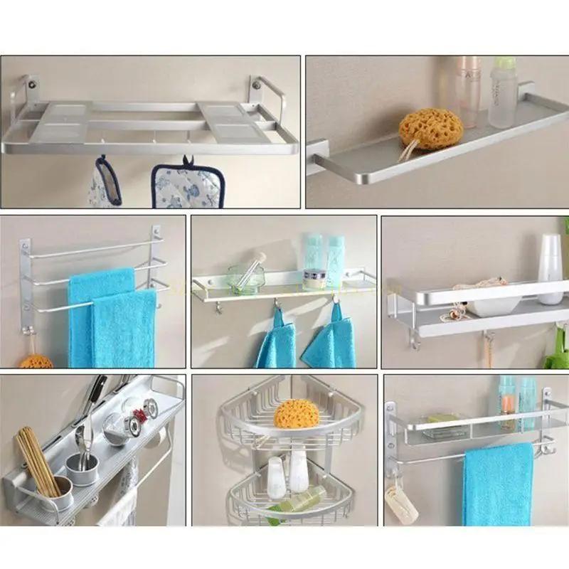 Aluminum space metal shower without frame glass door hook towel rack hangers for key rings clothes bathroom best sale
