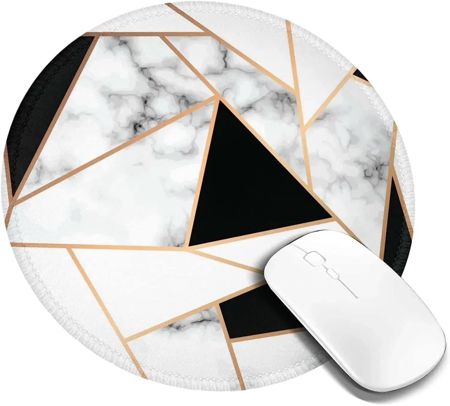 Tappetino per mouse rotondo da 7,9 pollici con texture in marmo bianco e nero Tappetino per mouse da gioco antiscivolo per computer portatili Gaming Office Home