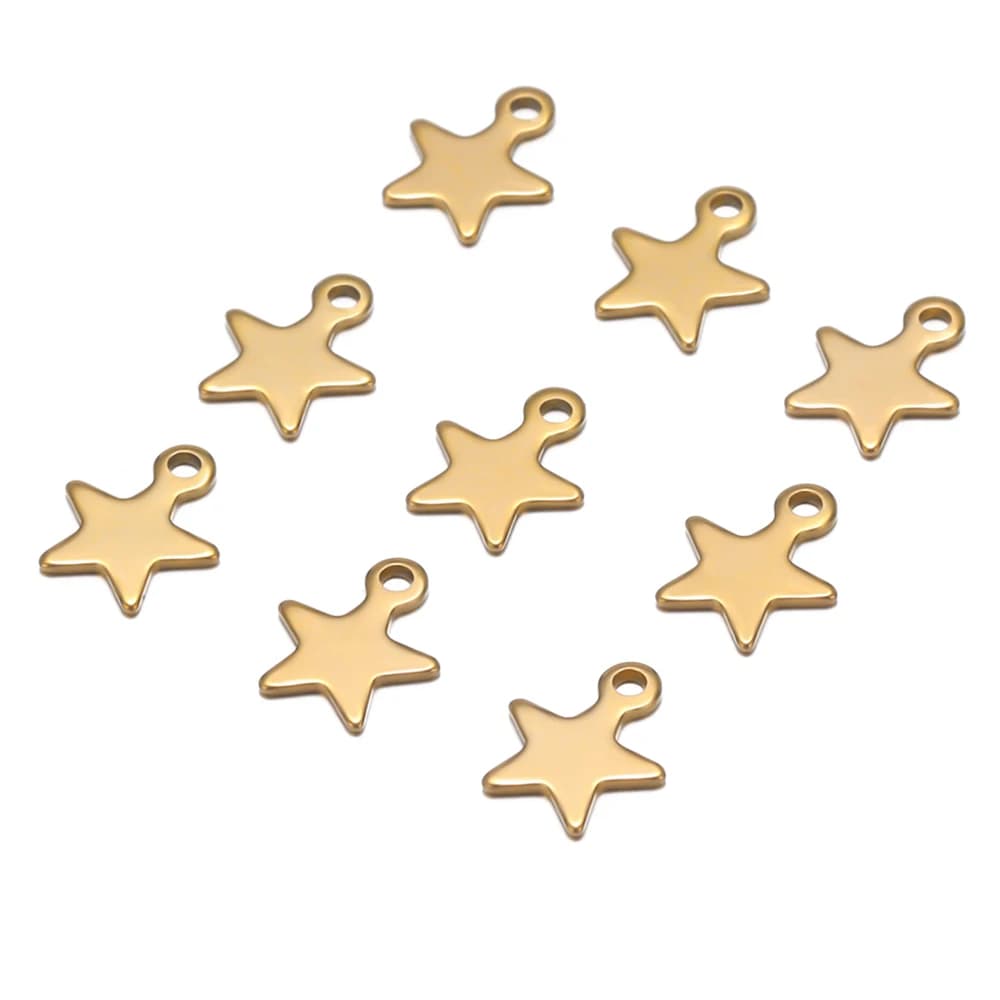 20PCS Stainless Steel Gold Plated Star Shaped Pendants Charms for Diy Jewelry Making Accessories Necklace Bracelet Components