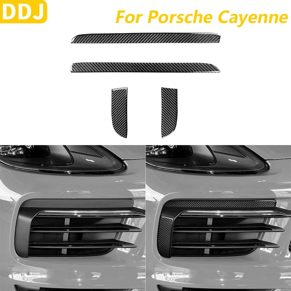 Copertura del pannello di ventilazione del spoiler del paraurti anteriore in fibra di carbonio morbida per Porsche Cayenne 9Y0 9YA 9YB E3 2018-2023 Accessori interni