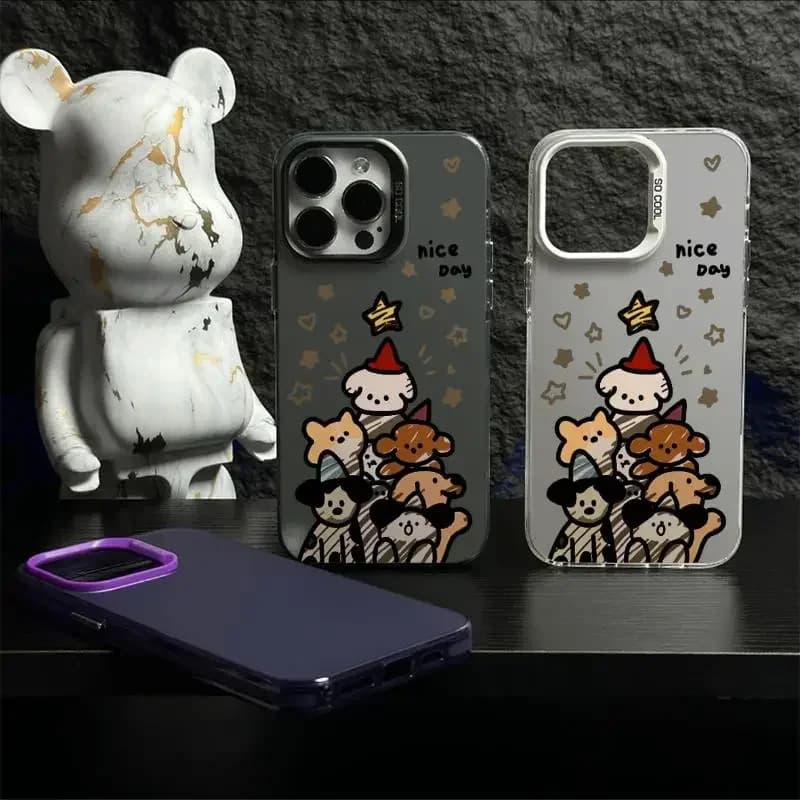 Custodia natalizia per cuccioli per iPhone 17Pro 16 15 14 13 12 11 Pro Max XR 7 8 Custodia antiurto Custodia antipolvere