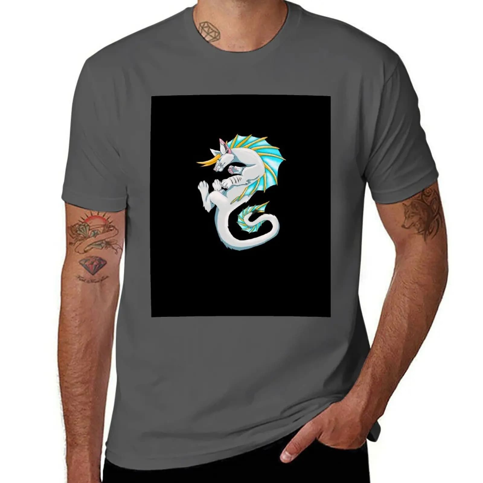 T-shirt Floating Dragon, top casual a maniche corte in stile urbano