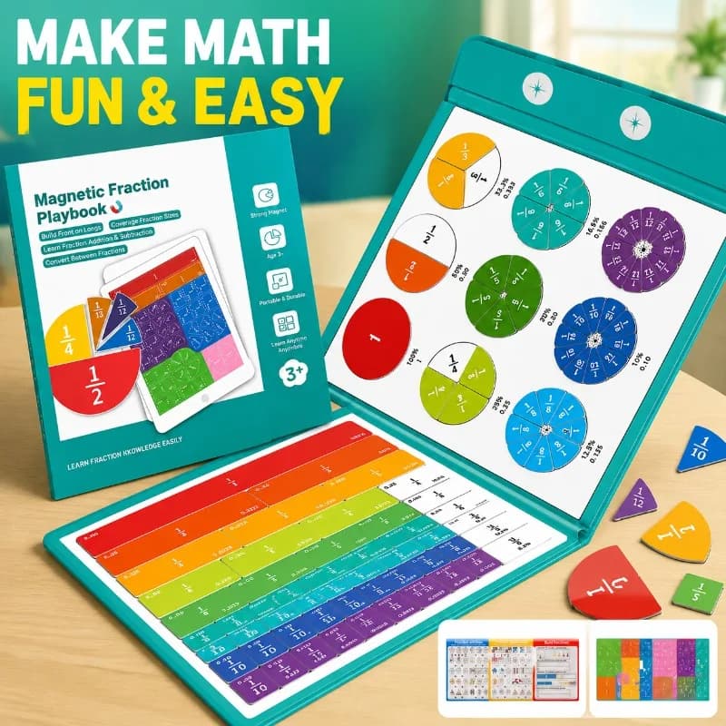 Magnetic Fraction Demonstration Tool for Kids Math Learning, Magnetic Fraction Tiles Circles Set, Educational Manipulatives for
