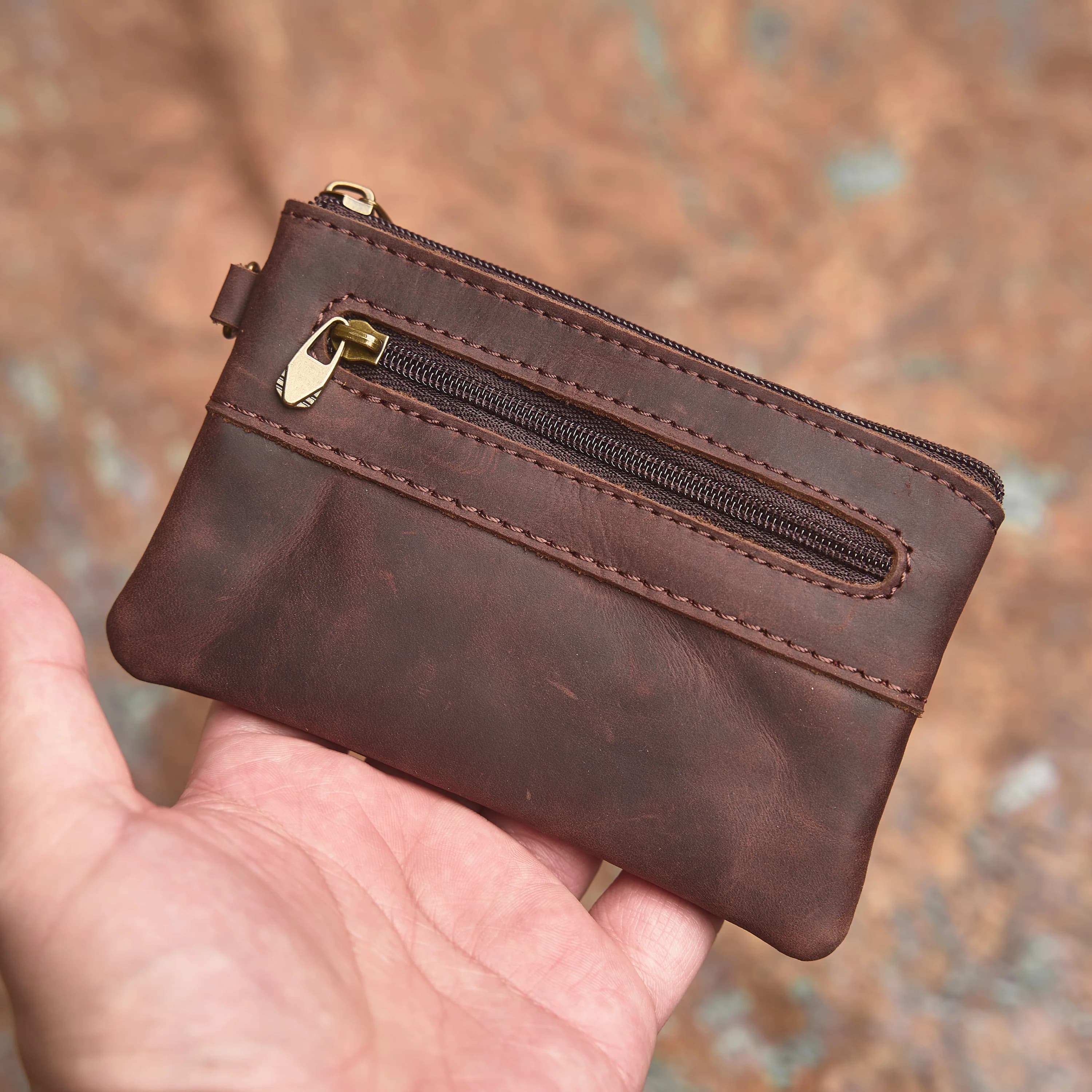 NASVA Genuine Leather Men's Wallet Retro Coin Bag Zipper Small Wallet Pocket For Men Women Wallet With Card Holder