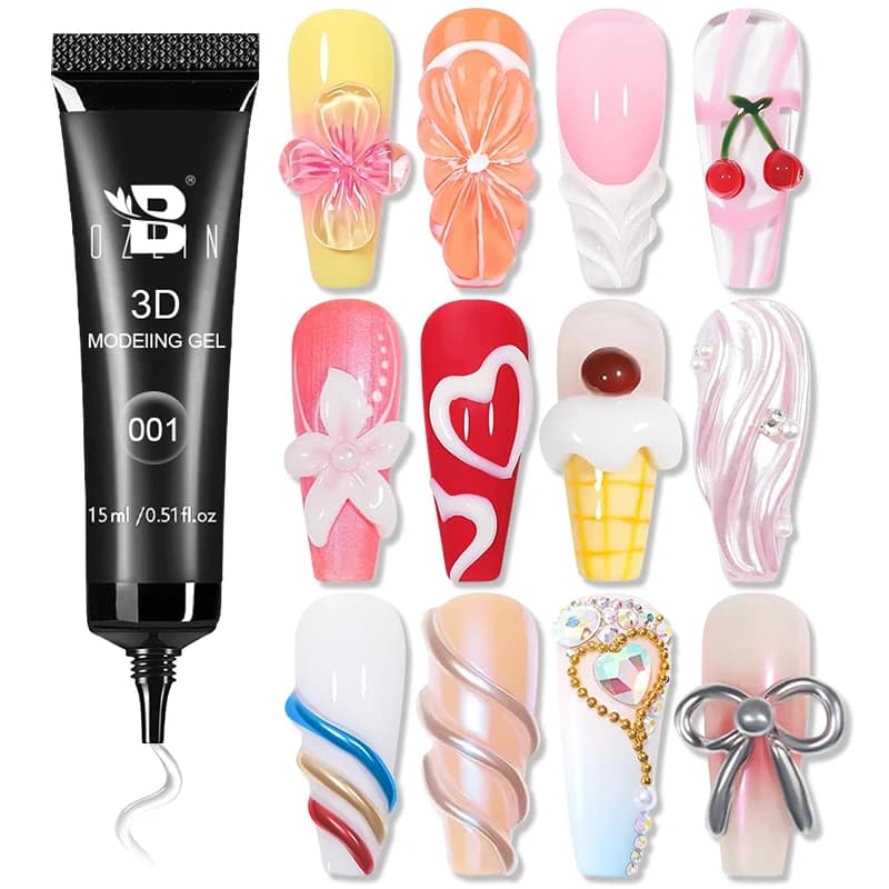 BOZLIN 15ml Colla per strass per unghie con modellazione 3D Gel per unghie Colla per unghie Colla per unghie super forte per unghie Gel per scolpire 3D