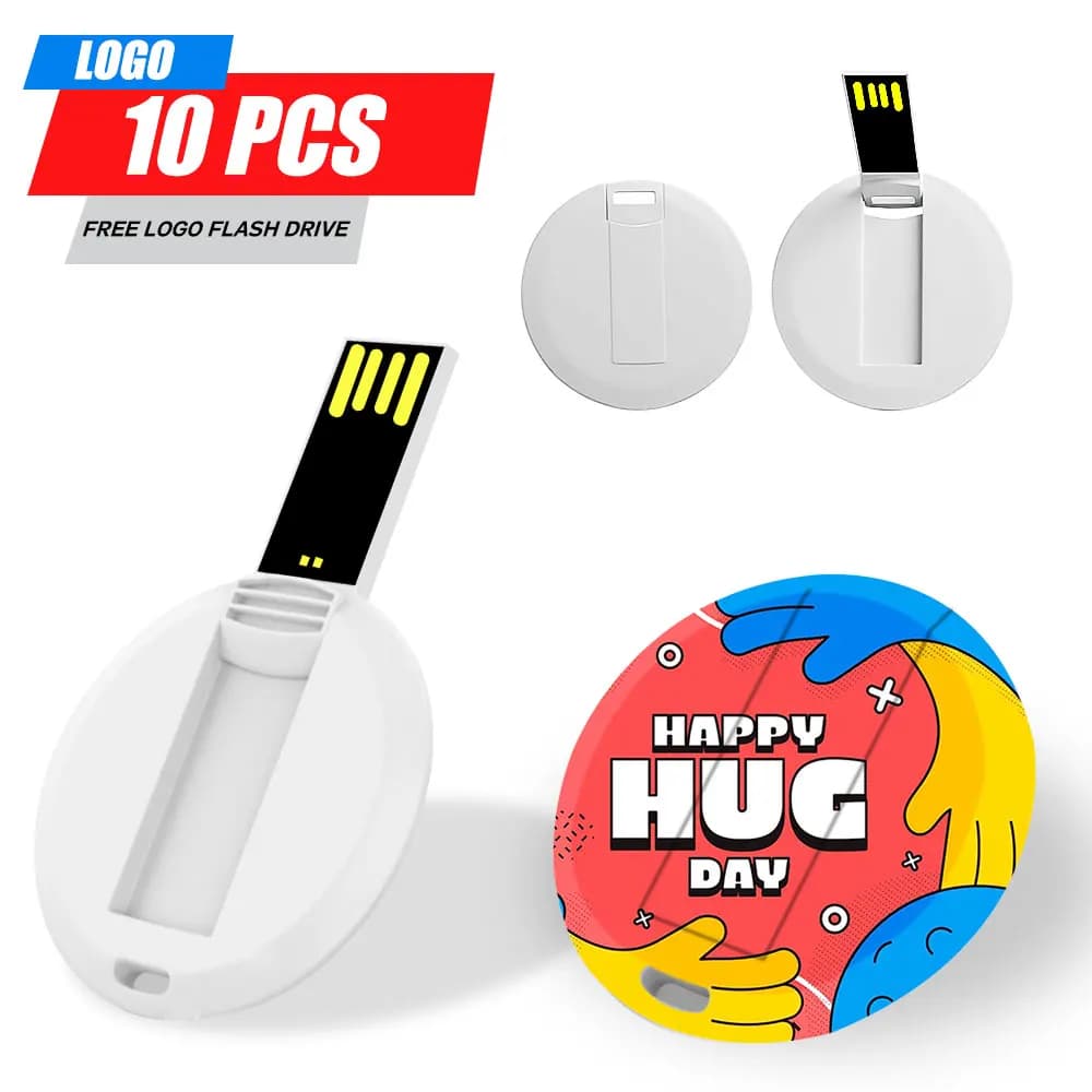 10 PZ/LOTTO USB 2.0 Biglietto Da Visita Flash Drive8gb 16gb Moneta Chiavetta USB A Forma Rotonda con Stampa Logo personalizzato Per Il Regalo Dell'azienda