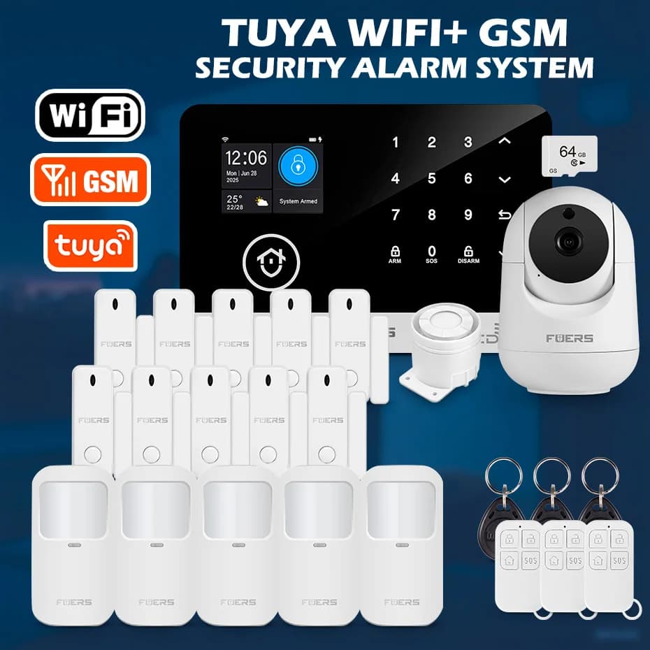 FUERS G03 WIFI Sistema di allarme GSM Allarme di sicurezza domestica intelligente Ant-furto con sensore di movimento porta Tuya Smart App controllo lavoro Alexa