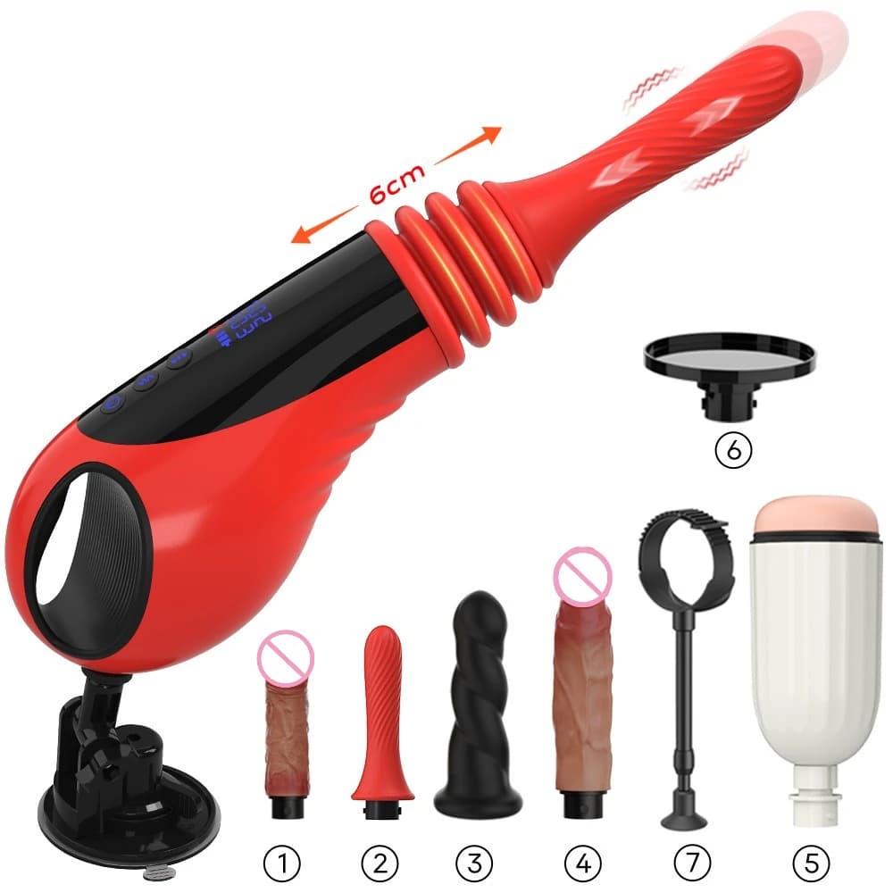 Vibratore Automatico Telescopico Riscaldante per Masturbazione Femminile, Stimolatore del Punto G e Clitoride, Vibratore Vaginale, Giocattolo Sessuale per Adulti