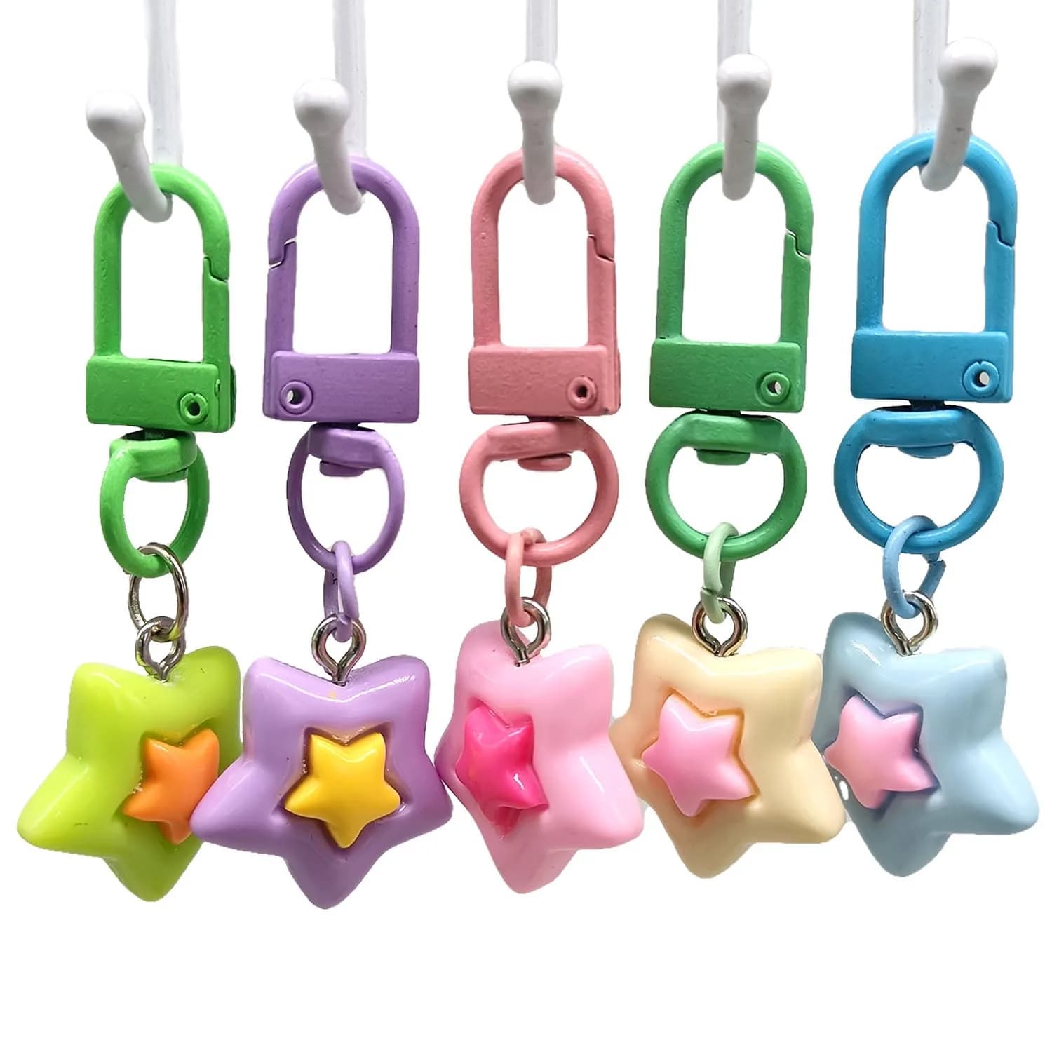 Cute Star Keychain Colorful Stars Pendant Keyring For Girls Backpack Charm Bag Accessories Gift