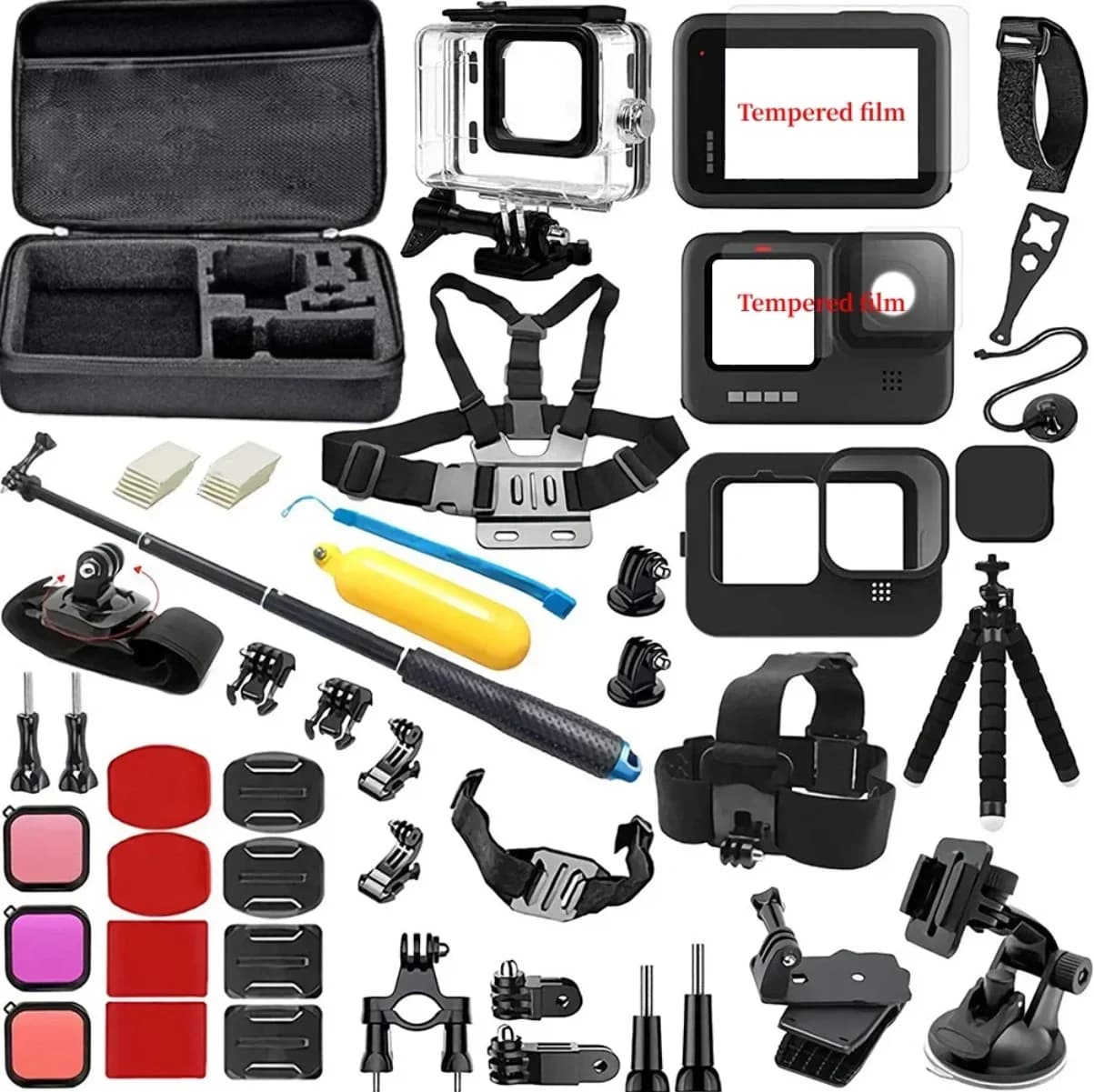 Accessori per Action cam treppiede monopiede selfie stick supporto per Base per moto casco da equitazione kit di telecamere per il mento per l'accesso al Set GoPro